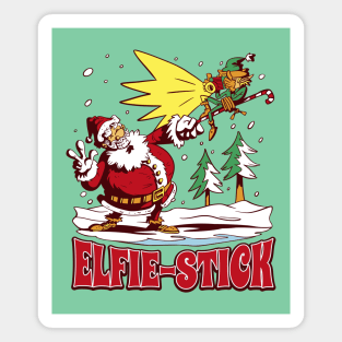 Santa's Elfie-Stick: Taking Festive Selfies with Santa and Friends! Magnet